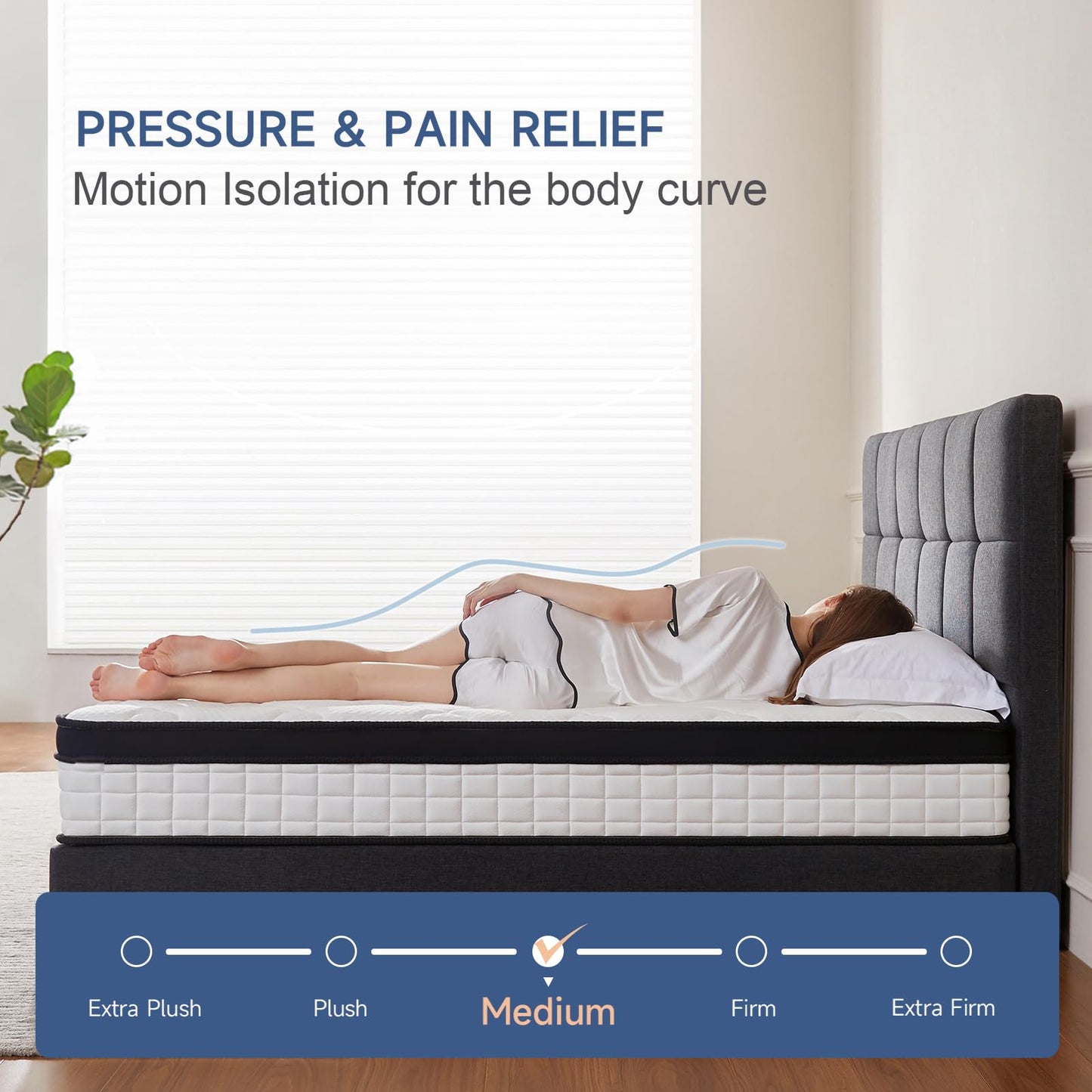 netply King Size Mattress, 10 Inch King Mattress in a Box, Hybrid Memory Foam & Individually Pocket Spring to Improve Sleep and Pain Relief, Medium Firm Mattress, CertiPUR-US Certified.