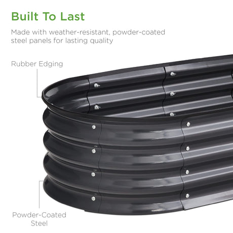 Best Choice Products 4x2x1ft Outdoor Metal Raised Garden Bed, Oval Deep Root Planter Box for Vegetables, Flowers, Herbs, and Succulents w/ 51 Gallon Capacity, Rubber Edge Guard - Charcoal Best Choice Products