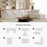 Acanva Modular U-Shaped Sectional Cloud Couch, Free Combination Minimalist Sofa, Convertible to DayBed with Shredded Latex Filled Cushion and Removable Slipcovers for Living Room, 5 Seater + Ottoman Acanva