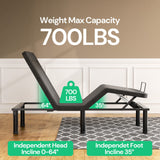 Cozy Castle King Adjustable Bed Frame with Wireless Remote, Zero Gravity, Head and Foot Incline, Adjustable Leg Heights, Electric Bed Frame for Ultimate Comfort Cozy Castle