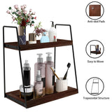 Dorhors 2 Tier Bathroom Counter Organizer Storage,Vanity Organizer for Bathroom Counter,Wood Standing Rack for Kitchen(Walnut) Dorhors