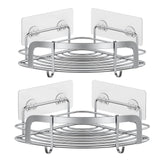 STEUGO 2 Pack Shower Caddy Corner, Bathroom Corner Shower Shelfs, Adhesive Wall Mounted Shower Caddy with 4 Movable Hooks, No Drilling Shower Shelf, Stainless Steel Silver. STEUGO