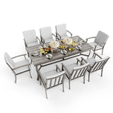 HAPPATIO Aluminum 9 Piece Patio Dining Set - Aluminum Outdoor Dining Set for 8, Patio Dining Table and Chairs Set, Patio Furniture with Table and Chairs (Gray) HAPPATIO
