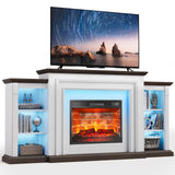 72" LED Electric Fireplace with Mantel, Fireplace TV Stand for 80 Inch TV, Entertainment Center with 23'' Red Brick Fireplace, Delicate Three-Dimensional Molding with Remote Control for Living Room BOSHIRO