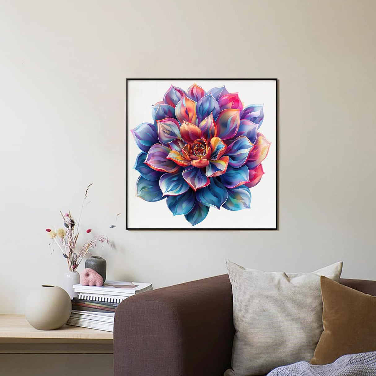 Wooden Puzzles for Adult 500 Piece, Flower Succulent Puzzle for Girls and Women, Challenging Puzzle, Luxurious Shaped Wooden Puzzles for Adults, Family Game Medium 16.9 x 16.3in Reouinty