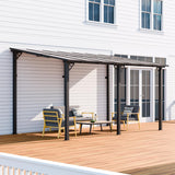 EBE 14' x 10' Gazebo, Hardtop Lean to Gazebo with Sloped Roof, Large Wall Mounted Gazebo Pergola, Metal Awning for Patio, Decks, Backyard EBE