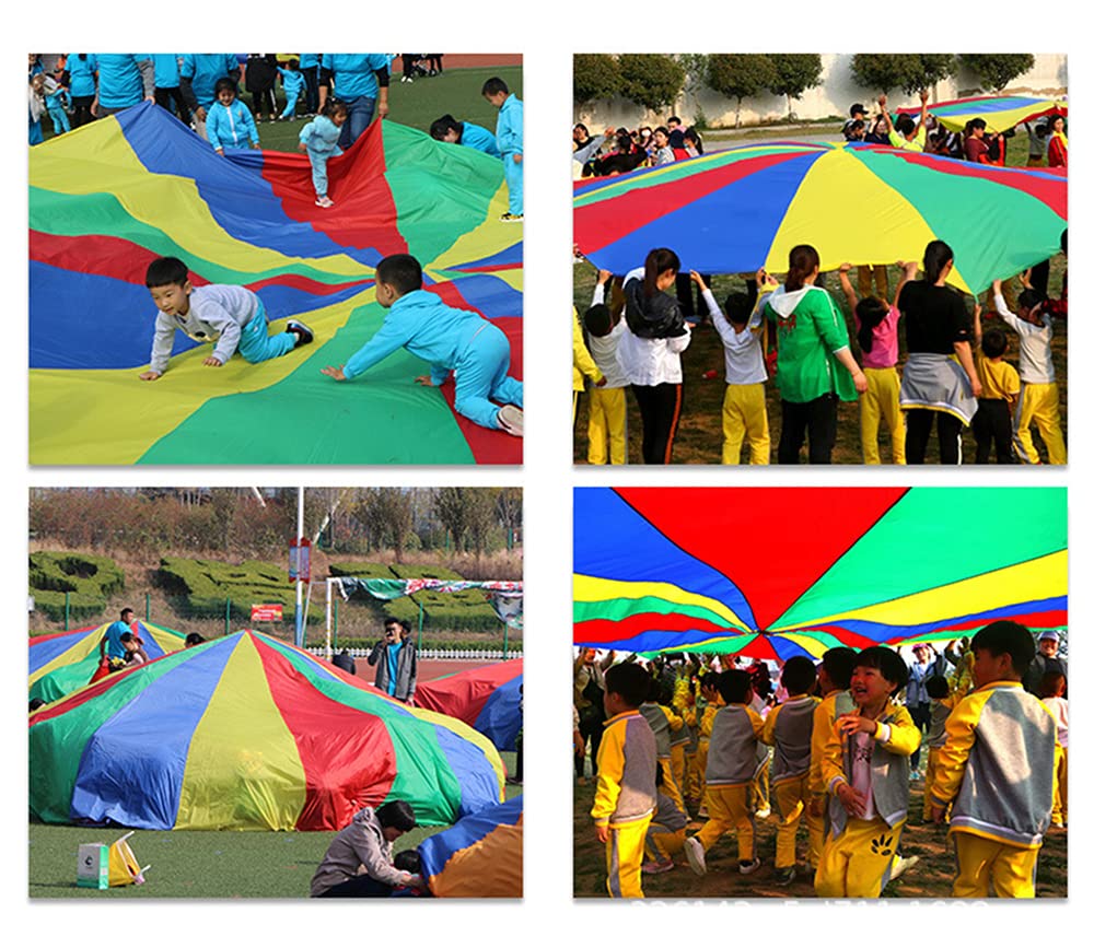 AMYESE 20ft Rainbow Parachute for Outdoor Party Games, Kids Play Parachute Group Cooperative Team Game Toys, Family Get-Together Entertainment AMYESE