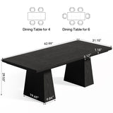 LITTLE TREE Dining Table for 6 People, Wooden Dining Table, Rectangle Table with Heavy Duty Legs, Modern Dining Table for Kitchen, Dining Room, Black LITTLE TREE