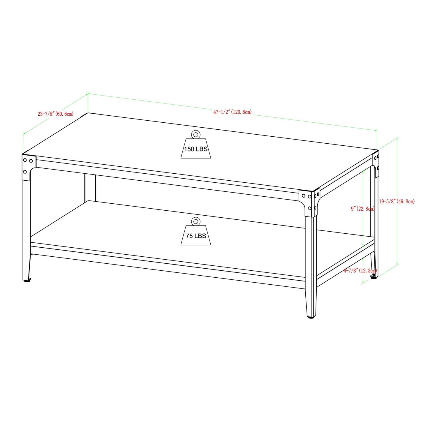 Walker Edison Declan Urban Industrial Angle Iron and Wood Coffee Table, 46 Inch, Barnwood - WoodArtSupply