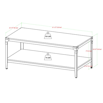 Walker Edison Declan Urban Industrial Angle Iron and Wood Coffee Table, 46 Inch, Barnwood - WoodArtSupply