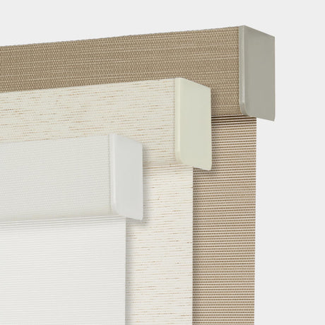 Persilux Light Filtering Cordless Free Stop Roller Blinds Natural Woven Stripes Fabric Thermal Insulation Privacy Roller Shades for Home,Office,Bedroom,Coffee Color(33" W x 60" H) Persilux