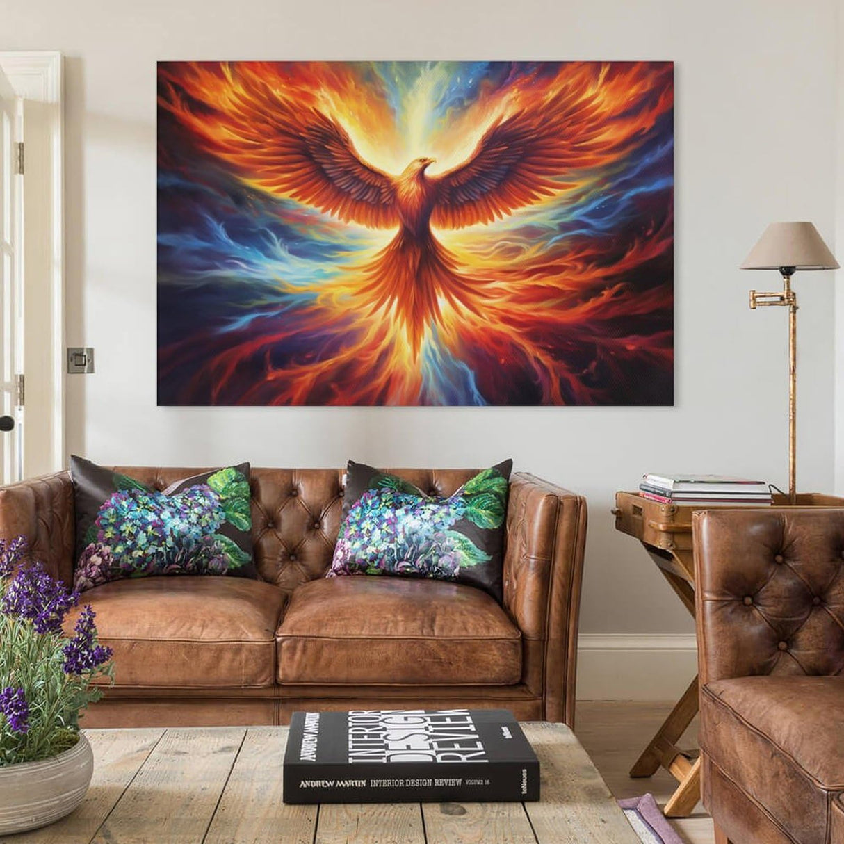 QEOPGNE Fire Bird Phoenix Rising Wall Art Fantasy Phoenix Poster Canvas Art Prints for Bedroom Office Living Room Pictures Paintings Cool Phoenix Wall Decor for Mens Women Unframed 12x18inch(30x45cm) QEOPGNE