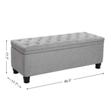 SONGMICS Storage Ottoman, Storage Bench, Tufted Entryway Bedroom Bench, 17.7 x 46.5 x 17.7 Inches, Hinges Easy Lid Operation, Wooden Legs, Linen-Look Cover, Loads 330 lb, Light Gray ULOM070G02 SONGMICS