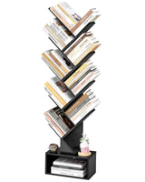 Hoctieon 9 Tier Tree Bookshelf, Tall Bookcase with Drawer, Wood Book Shelf, Modern Floor Standing Bookshelves, Book Organizer Shelves for Bedroom, Living Room, Home Office, Black Hoctieon