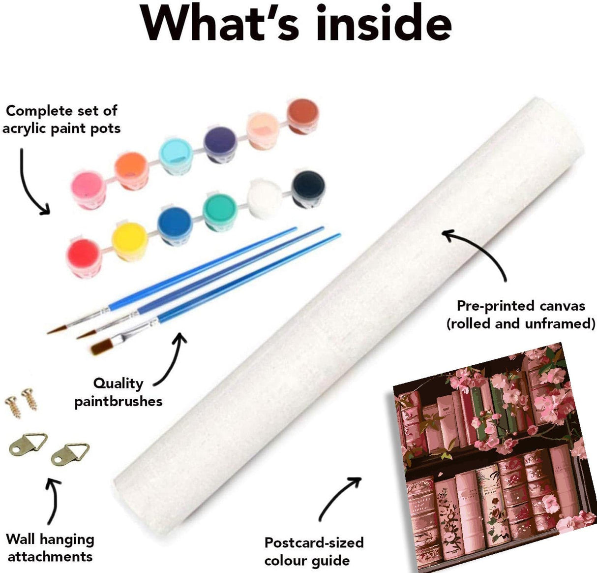 Books Paint by Numbers Kit for Adults,Bookshelf DIY Acrylic Painting Kit for Beginners Unframed,Flowers Easy Adult Paint by Number Kits on Canvas for Decor 16x20inch Canrichshop