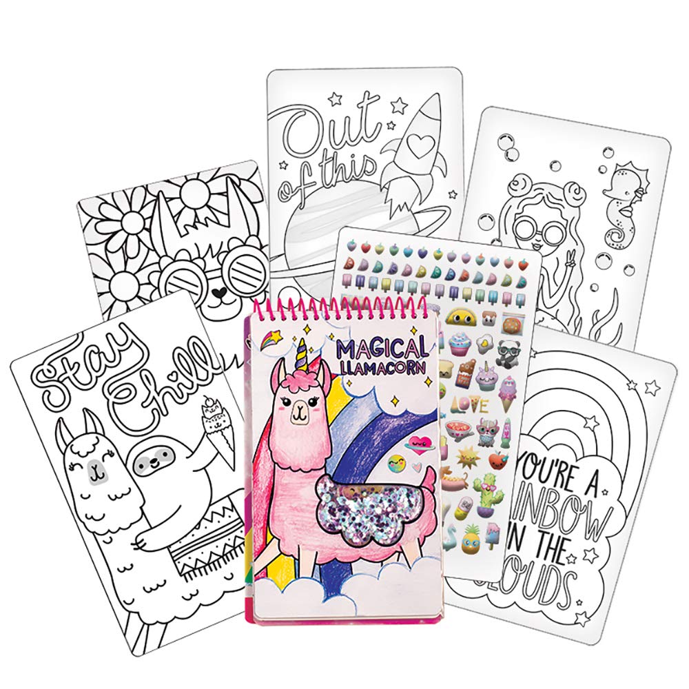 Fashion Angels Llama Shaker Compact Sketch Portfolio/Llama Sketch Book/Llama Coloring Book, Brown/a, 7.6 Ounce Fashion Angels