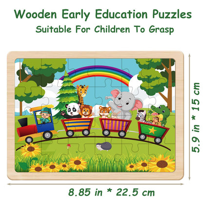 Puzzles for Kids Ages 4-6, 24 Piece Wooden Jigsaw Puzzles for Toddlers Ages 3-5, Preschool Educational Puzzles Boards for Boys and Girls Gifts 3 4 5 6 Years Old Toys