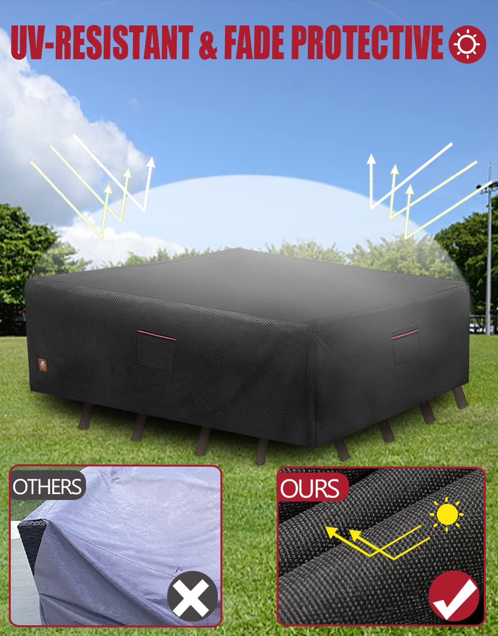 ClawsCover 5-6 Pieces Patio Furniture Sets Covers Waterproof,4 Seater Wicker Rattan Outdoor Sectional Couch Sofa Cover,Fadeless Tearproof Patio Table Set Cover,Rectangle,85Lx59Wx25H Inch ClawsCover