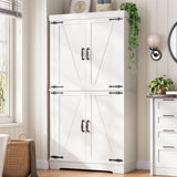 Pantry Cabinet,68'' Kitchen Pantry Storage Cabinet with 4 Doors and Adjustable Shelves, Farmhouse Tall Food Large Wood Pantry Storage Furniture for Kitchen Dining Room,White Jocoevol