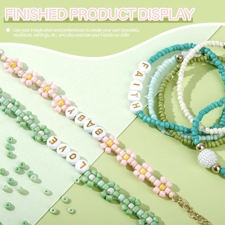 3mm Glass Seed Beads for Bracelet Jewelry Making 24 Colors Bracelet Making Kit for Girls Adults DIY Friendship Bracelets Kits with Letter Beads TEXGIZRLY