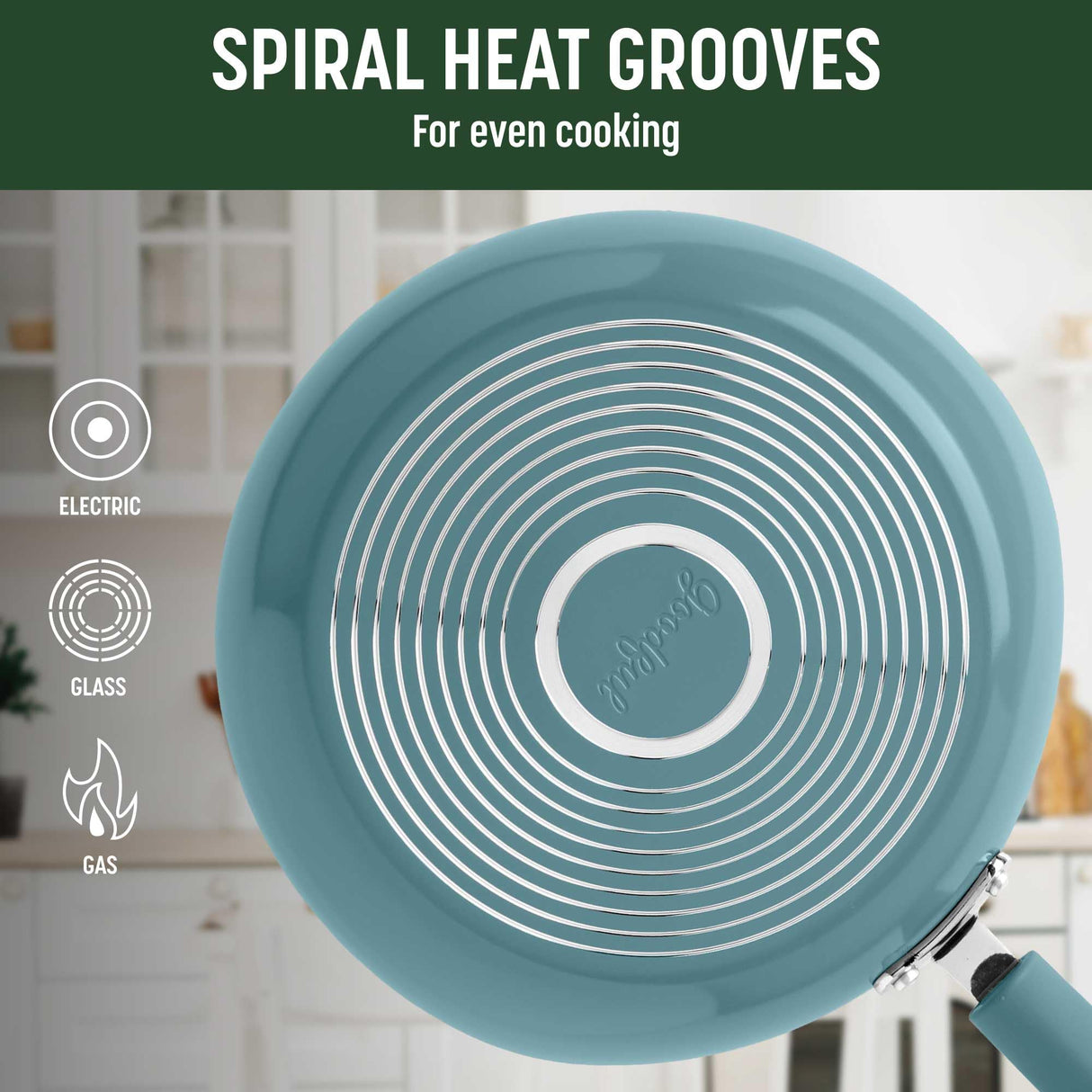 Goodful Ceramic Nonstick Pots and Pans Set, Premium Ceramic Coating Made without PFOA, PTFE or PFAS, Dishwasher Safe, 12-Piece, Turquoise Goodful