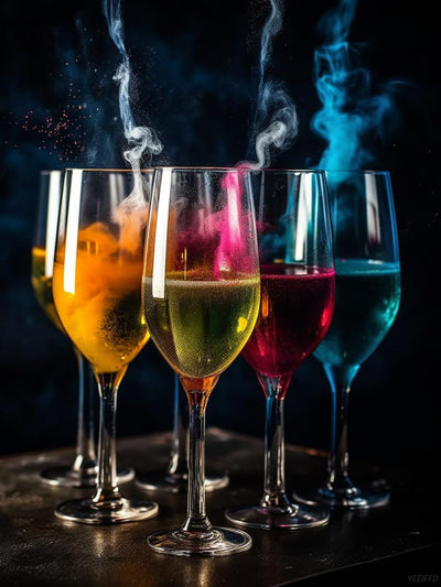 YEEIFFD DIY 5D Diamond Art Kits Painting for Adults Colorful Sparkling Wine Wine Drinks Colorful Smoke 12x16inches