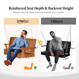 VINGLI XL Size Patio Wooden Porch Swing Outdoor with Cup Holders & Phone Slots, Heavy Duty 880 LBS Hanging Swing Chair Bench with Hanging Chains for Yard, Lawn, Garden (5 FT Pro, Brown) VINGLI