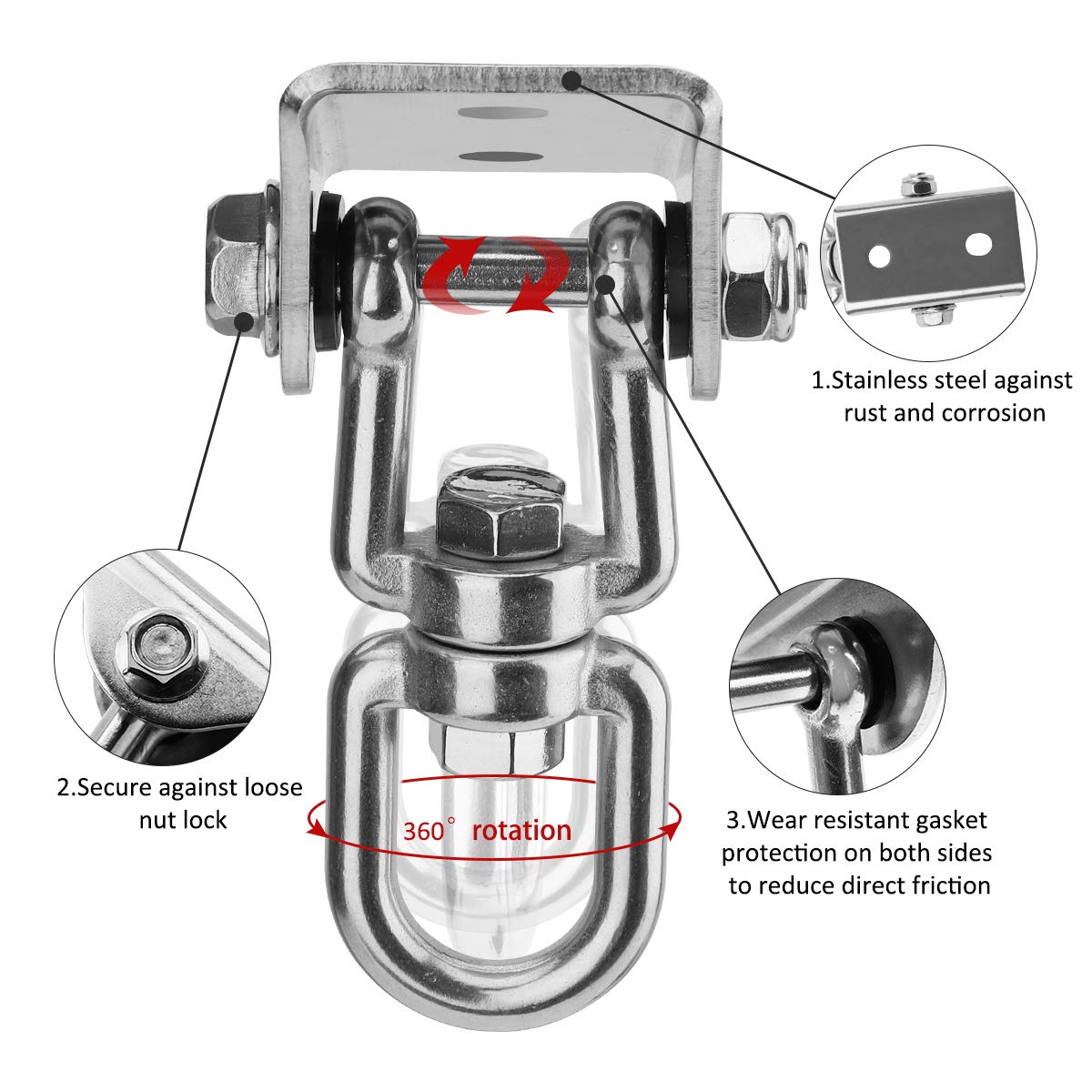 Velomill Hammock Hanging Kit, 1000 lb Capacity Heavy Duty 360° Rotate Swing Ultra Durable Hooks for Swing, Chair, Multiple Indoor Outdoor Gym Velomill