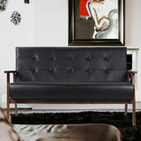 AODAILIHB Leather Sofa Couch Set 2 Accent Chairs & 1Loveseat Black Faux Leather Loveseats Mid Century Modern Office Couch for Small Space Waiting Room Living Room Furniture (3, Black) AODAILIHB