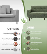 Tbfit 77.2" W Linen Sofa Couch, Mid Century Modern Decor Loveseat Couches for Living Room, Button Tufted Upholstered Small Couch for Bedroom, Solid, and Easy to Install Love Seats Furniture, Green Tbfit