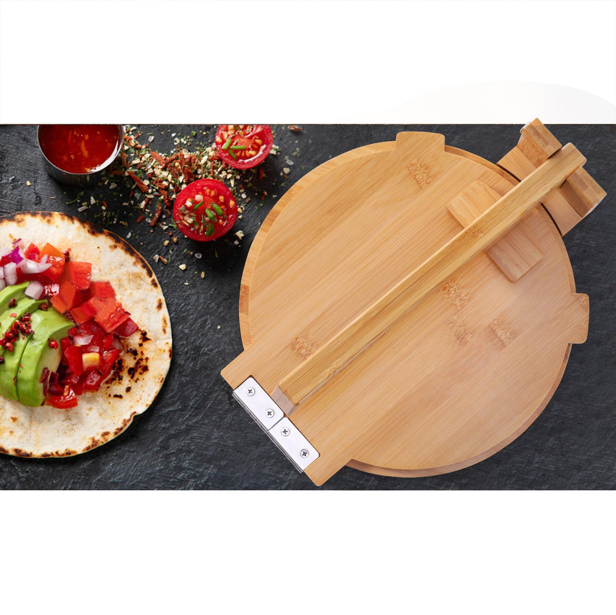 ZUJJAFY Tortilla Press 10 Inch Bamboo Tortilla Maker with 100 Parchment Paper, Mexican Tortillera Presser Homemade Tortillas Pataconera Dough Press ZUJJAFY