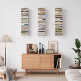 Floating Book Shelves for Wall, 8 Tier Invisible Bookshelves Heavy Duty Metal Loads 120LBS, Vertical Spine Book Tower Hanging Bookshelves, Shelves for Room Wall Mounted, 4 Pack White Wawocs