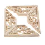 MUXSAM Wooden Decorative Appliques Onlays, 4-Pack Unpainted Wood Caravings Decals Inlays Overlays Corners Decor for Cabinet Dresser Cupboard Mirrors Walls Doors DIY Craft Project, 8x8cm/3.15"x3.15" MUXSAM