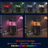 3 Tiers End Table with Charging Station, LED Side Table Turntable Stands for Vinyl Storage, Records Shelf for Albums, Vinyl Shelf Record Player Table for Living Room, Bedroom Rustic Brown WoodArtSupply