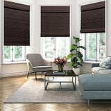 SEEYE Cordless Bamboo Roman Shades, Blackout Natural Bamboo Blinds for Indoor Windows, Roll Up Blind Privacy Shade for Home, Office, Door, UV Resistant & Easy to Install, 34" W x 64" H, Brown SEEYE