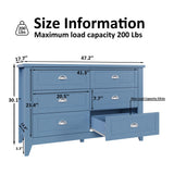 Cakhdry Dresser for Bedroom, 6 Drawer Dresser, Wide Chest of Drawers for Closet,TV Stand with Sturdy Frame and Wood Top, Easy Pull Handles for Clothes, Living Room, Hallway, Entryway,Light Blue Cakhdry