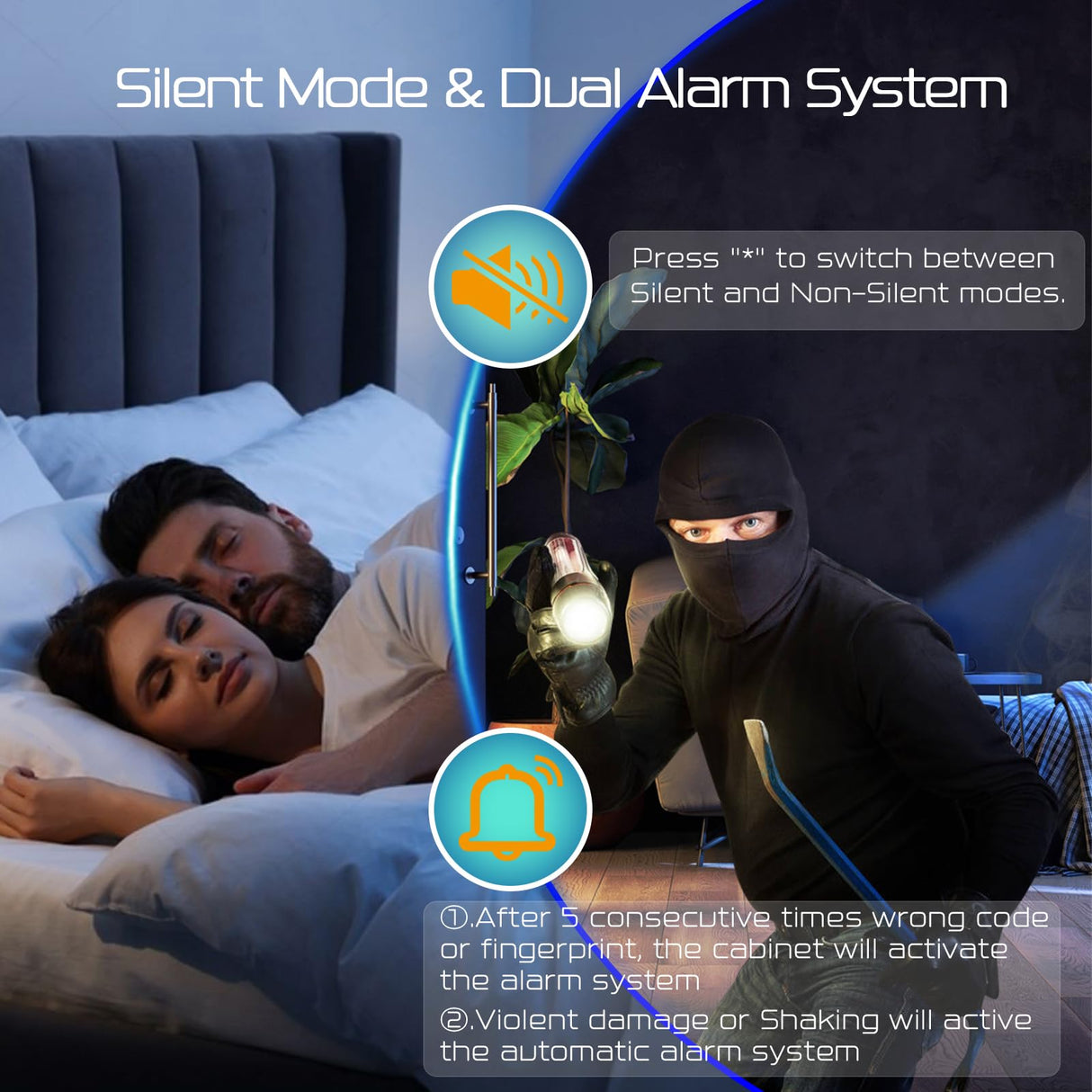 ANXINWEI 5-8 Gun Safe, Quick Access Biometric Rifle Safe with Extra Locker, Long Gun Safe for Rifles and Pistols with Anti Theft Alarm, LED Shotgun Rifle Cabinet with Adjustable Shelf & Handgun Pocket ANXINWEI