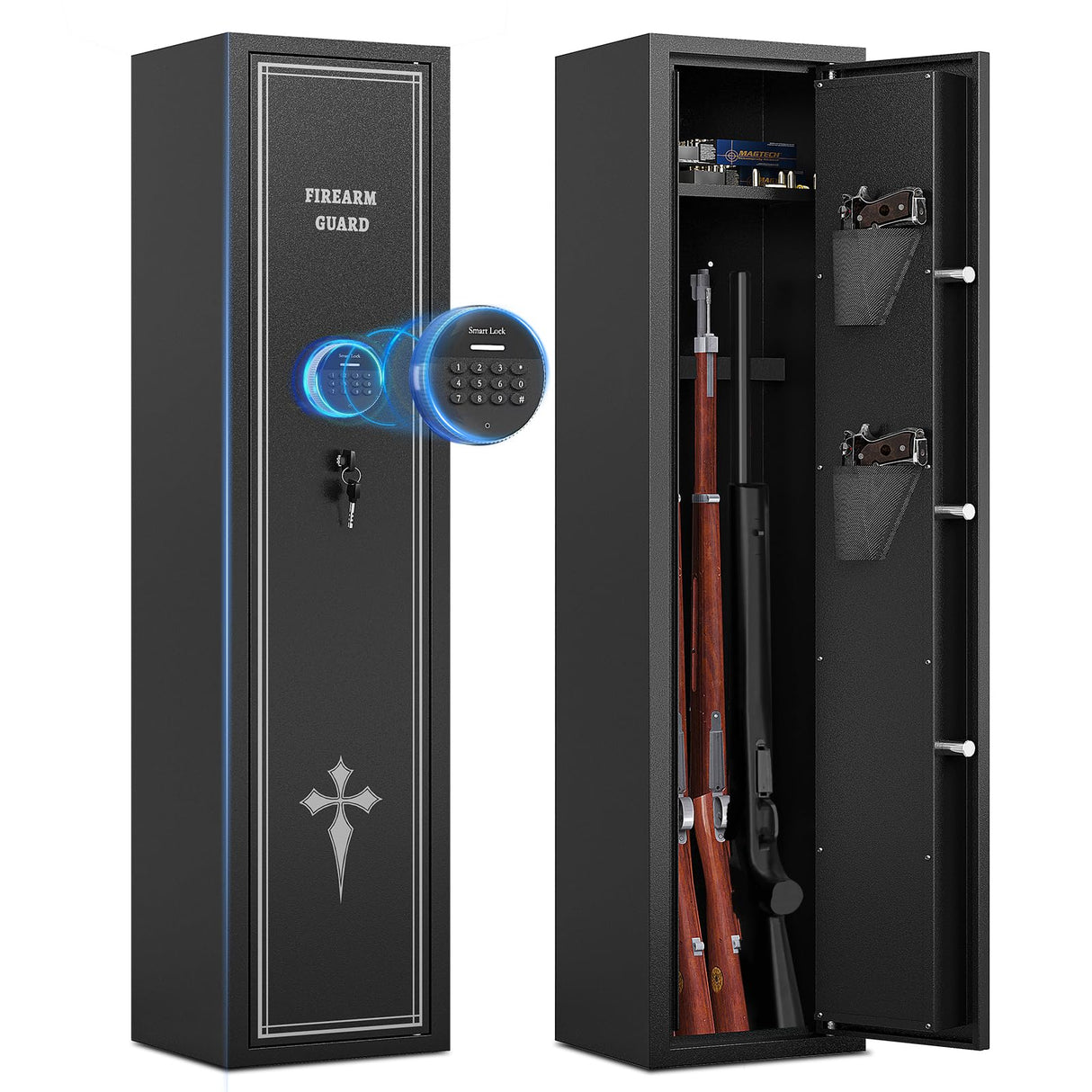 KAER 2 Gun Safe for Rifle and Pistols Electronic Gun Security Cabinet Quick Access Rifle Security Safes Gun Cabinet for Shotguns with Built-in Removable Storage Shelf KAER