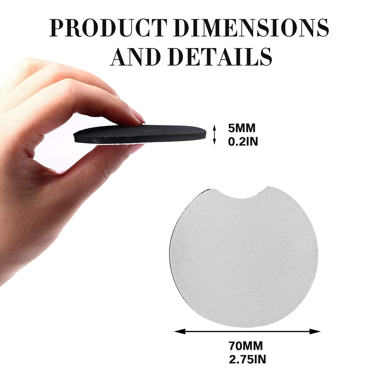 40 PCS Sublimation Blank Car Coasters, 2.75 in Circular Opening for Thermal Sublimation DIY Crafts,Car Coasters. NEOACT