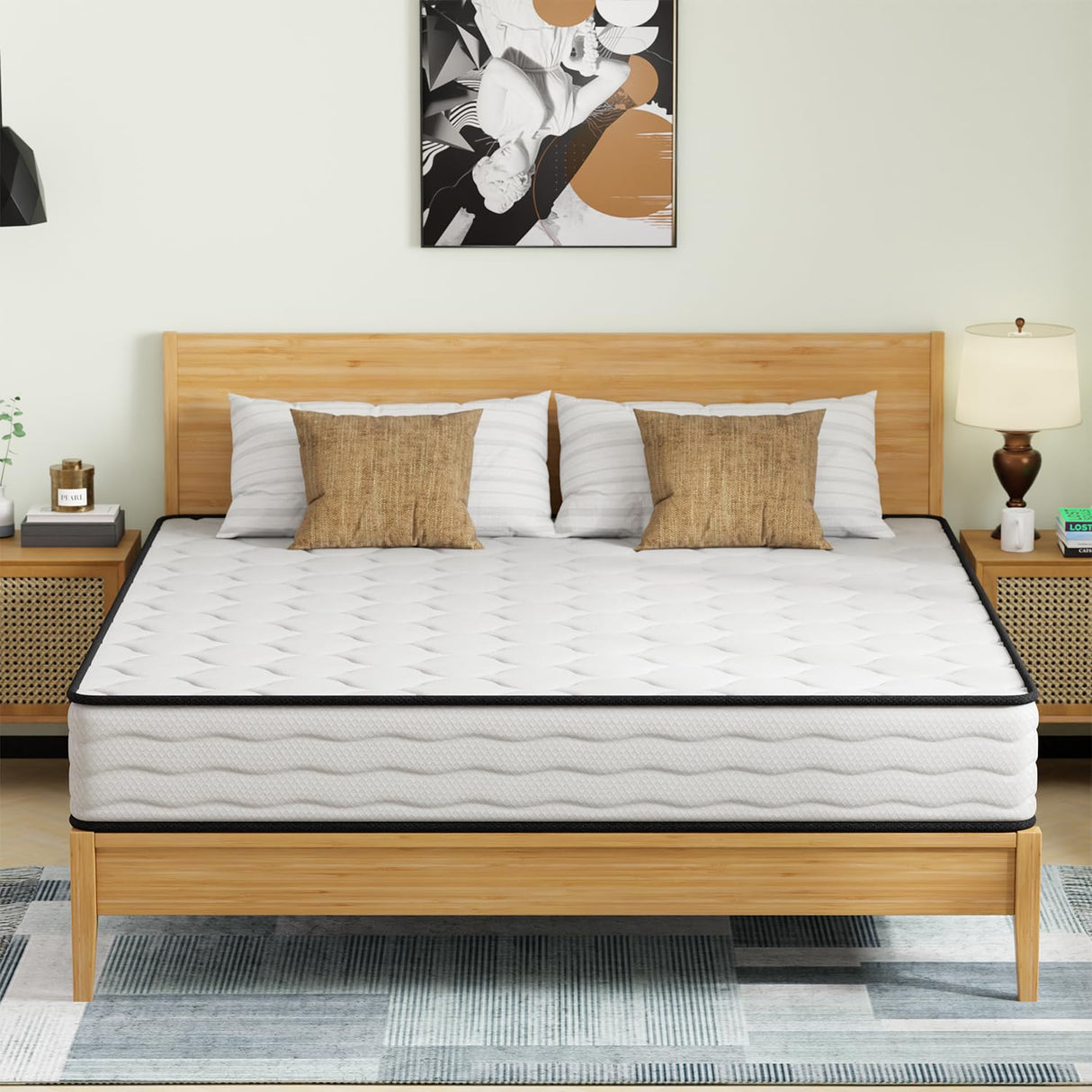 PayLessHere 10 Inch Innerspring King Mattress Medium Firm Hybrid Mattress with Removable Cover CertiPUR-US Certified Bed-in-a-Box Pressure Relief Foam Mattress,White PayLessHere