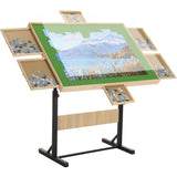 FUNTOK 1500 Piece Puzzle Table with Legs for Adults, Portable Wooden Puzzle Board Table with Drawers, Adjustable Height, 4-Tilting-Angle, Transparent Cover, Non-Slip Felt Surface, Present for Mom FUNTOK