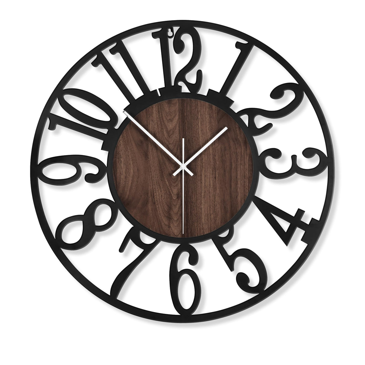 LEIKE Large Wall Clocks,Silent,Non Ticking,Battery Operated Rustic Round Modern Big Wood Wall Clock for Living Room, Bedroom,Kitchen,Farmhouse,Office,Home Decor-16 Inch(Black-Arabic Number) LEIKE