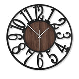 LEIKE Large Wall Clocks,Silent,Non Ticking,Battery Operated Rustic Round Modern Big Wood Wall Clock for Living Room, Bedroom,Kitchen,Farmhouse,Office,Home Decor-16 Inch(Black-Arabic Number) LEIKE