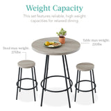Best Choice Products Bistro Dining Set 3 Piece, Modern Round Counter Height Pub Table, Compact High Top with Bar Stools Pub Dining Set for Kitchen, Breakfast Room - Light Gray Best Choice Products