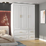 AIEGLE Modern 3-Door Armoire Wardrobe Closet with Drawers, White - 20.6"D x 47.2"W x 74.2"H AIEGLE