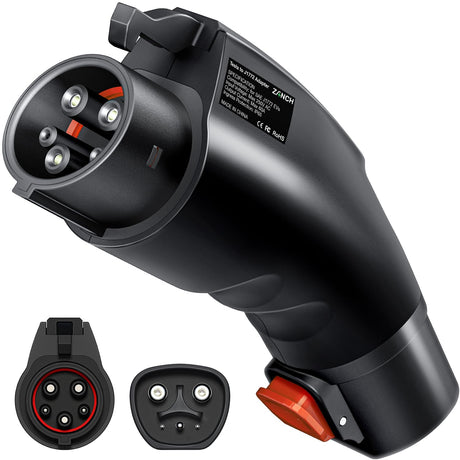 Zanch Tesla to J1772 Adapter, [Military-Grade Quality], Designed for J1772/CCS1 EVs, Max 60A & 250V AC, Compatible with Level 2 Tesla Wall Connector, Mobile Connector, Destination Station - Black Zanch
