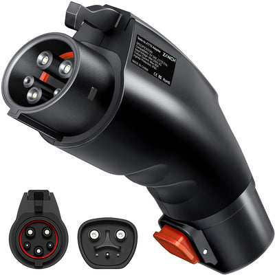 Zanch Tesla to J1772 Adapter, [Military-Grade Quality], Designed for J1772/CCS1 EVs, Max 60A & 250V AC, Compatible with Level 2 Tesla Wall Connector, Mobile Connector, Destination Station - Black