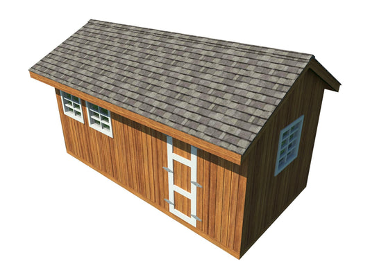 DIY Garden Storage Shed Plans - Gable Roof Design 10' x 20' - Backyard Utility House, 10x10gs1