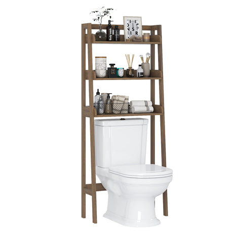 UTEX 3-Tier Over Toilet Storage Shelf - Stylish Wood Grain Bathroom Organizer UTEX