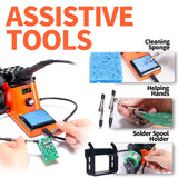 YIHUA 926 III 60W LED Display Soldering Iron Station Kit w 2 Helping Hands, 6 Extra Iron Tips, Roll of Lead-Free Solder, Solder Sucker, S/S Tweezers, °C/ºF Conversion, Auto Sleep & Calibration Support YIHUA